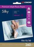 Ярко-белая (Silky) с атласной поверхностью с заметно выраженной шероховатой фактурой фотобумага Lomond для струйной печати, A6, 260 г/м2, 20 листов (1103309)