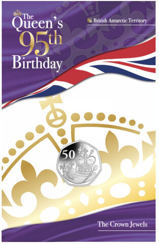 50 пенсов 2021 год 2-ая Монета Елизавете II 95 лет Британские Антарктические Территории Великобритания