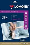 Ярко-белая (Silky) с атласной поверхностью с заметно выраженной шероховатой фактурой фотобумага Lomond для струйной печати, A4, 260 г/м2, 20 листов (1103400)