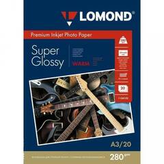 Фотобумага LOMOND Одностороняя Супер Глянцевая, 280г/м2, A3/20л.