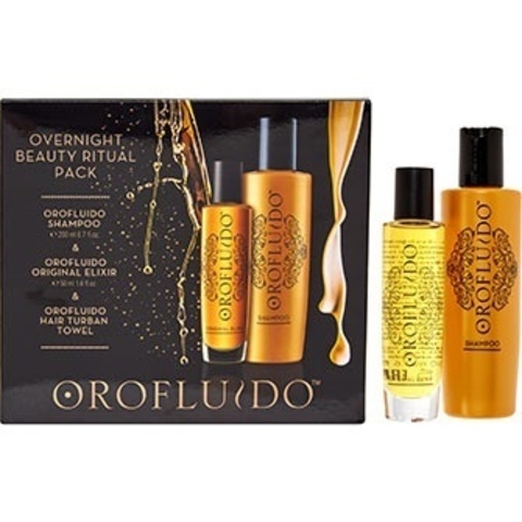 Orofluido Overnight Beauty Ritual Set - Набор (Шампунь 200 мл + Эликсир для волос 50 мл + Тюрбан)