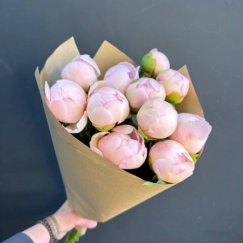 Пионы розовые нежные 11 шт