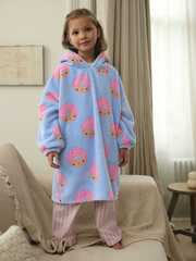 Толстовка флисовая удлиненная для девочки Next B71-630, Голубой, Розовый