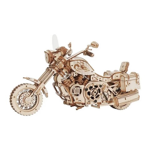 Мотоцикл Cruiser с мотором (ROKR and Robotime and Rolife) - Деревянный конструктор, сборная механическая модель, 3D пазл, ретро автомобиль