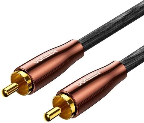 Кабель UGREEN AV155 (10190) RCA Coaxial Cable Copper Case Braid 2m, черный/Copper