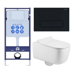 Aquatek SET Aquatek ЛУГАНО-017 4в1 SET Aquatek ЛУГАНО-017 4в1 (рама Aquatek Standard INS-0000012+ кркпеж KKI-0000002+клавиша KDI-0000017+унитаз ЛУГАНО AQ2002-00 с тонким сиденьем soft-c фото