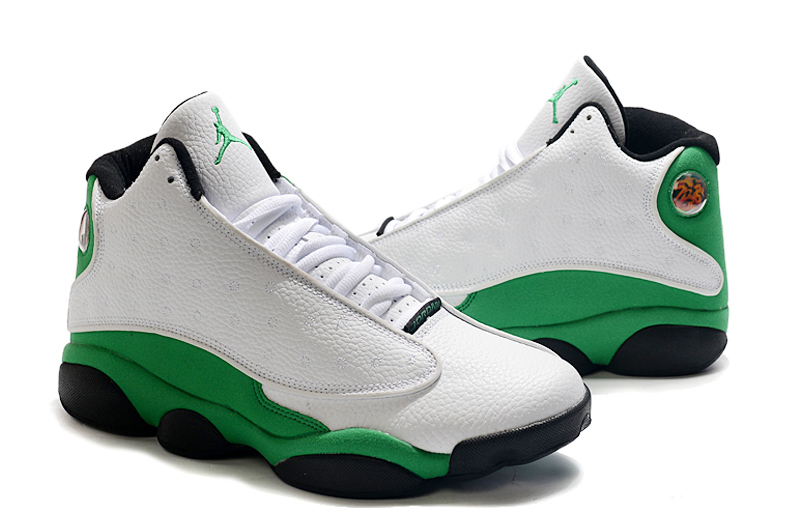 green and white jordan 13s