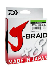 Купить шнур плетеный Daiwa J-Braid X8 150м 0,16мм флуор-желтая