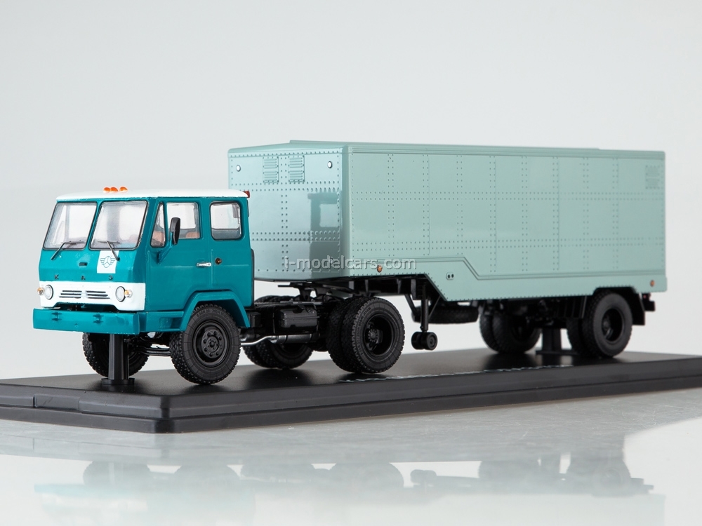 KAZ-608V with semitrailer ODAZ-794 blue-turquoise 1:43 Start Scale 