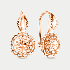 Серьги женские без вставок из розового золота 585 пробы (арт. АСд997-3903)