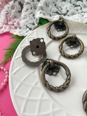 Ручка для шкатулки, бронзовая округлая витая, металлическая, 3*4 см, набор 8 шт.