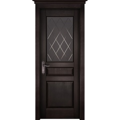 Межкомнатная дверь Гармония массив ольхи венге со стеклом