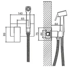Смеситель гигиенический BELZ B55808-5 латунь, брашированное золото