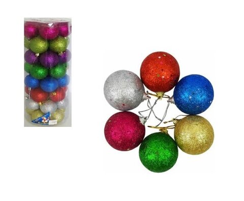 Набор шаров 6см 40шар 8цв однотонные, ИСКРА в тубусе 00029