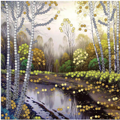 
          Набор для вышивания бисером Рыжий кот, 15х15 см, частичное заполнение канва с рис., "Осень в лесу"