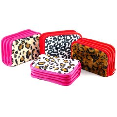 Пенал 3 отделения Alingar, искусственный мех, молния, 120 х 190 мм, "Леопард", микс (пятна леопарда)