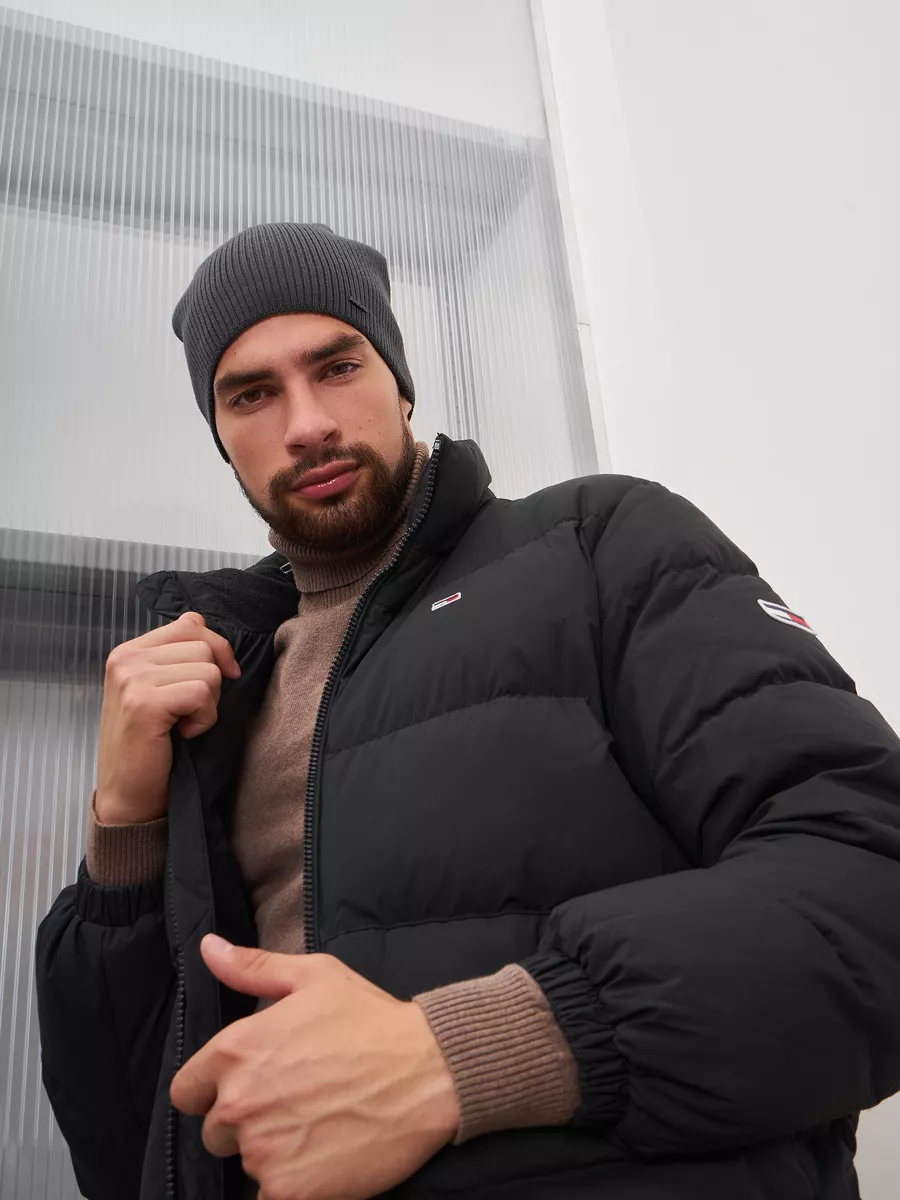 Шапка зимняя на флисе вязаная бини