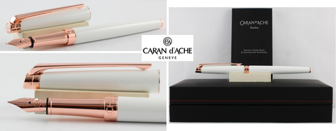 Ручка перьевая Caran d'Ache Leman Slim White Lacquer Rose Gold F (4791.991)