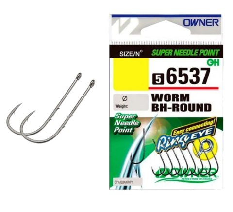 56537 № 4 Крючки OWNER Worm BH-Round-BC / продажа от 5 уп.