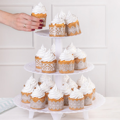 Подставка 3-ярусная на стержне (D40, 30, 20 СМ) пластик ажурная