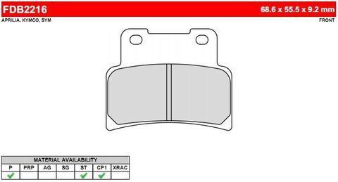 FDB2216P Тормозные колодки дисковые MOTO, блистер 2 шт