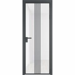 Алюминиевая дверь 18AG серая ночь остеклённая