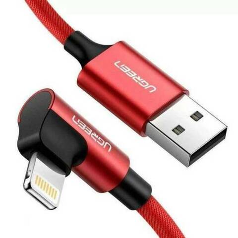Кабель UGREEN US299 (60555) USB-A to Angled Lightning M/M Cable With Braided 1м - Red