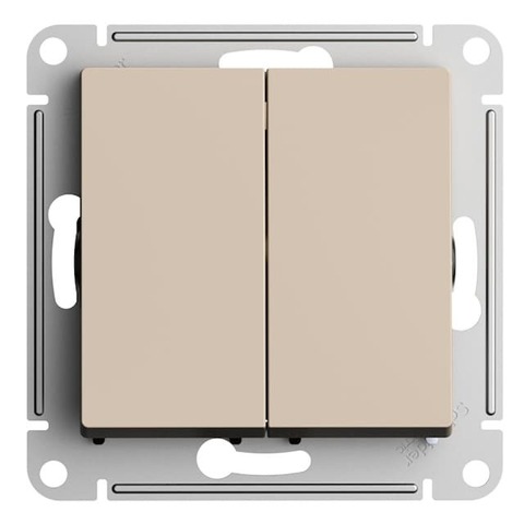 Выключатель двухклавишный 10AX 250 В. Цвет Песочный. Schneider Electric AtlasDesign. ATN001251