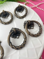 Ручка для шкатулки, бронзовая округлая витая, металлическая, 3*4 см, набор 8 шт.