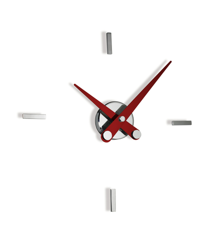 Часы Nomon PUNTOS SUSPENSIVOS 4i RED (основа - хромированная сталь/деления и стрелки - красный лак). D=50см