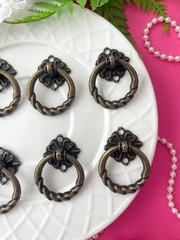 Ручка для шкатулки, бронзовая округлая витая, металлическая, 3*4 см, набор 8 шт.