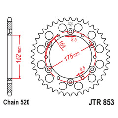 JT JTR853.51 Звезда Задняя Ведомая YAMAHA TTR250 TT250R TT-R250 Raid