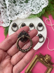 Ручка для шкатулки, бронзовая округлая витая, металлическая, 3*4 см, набор 8 шт.