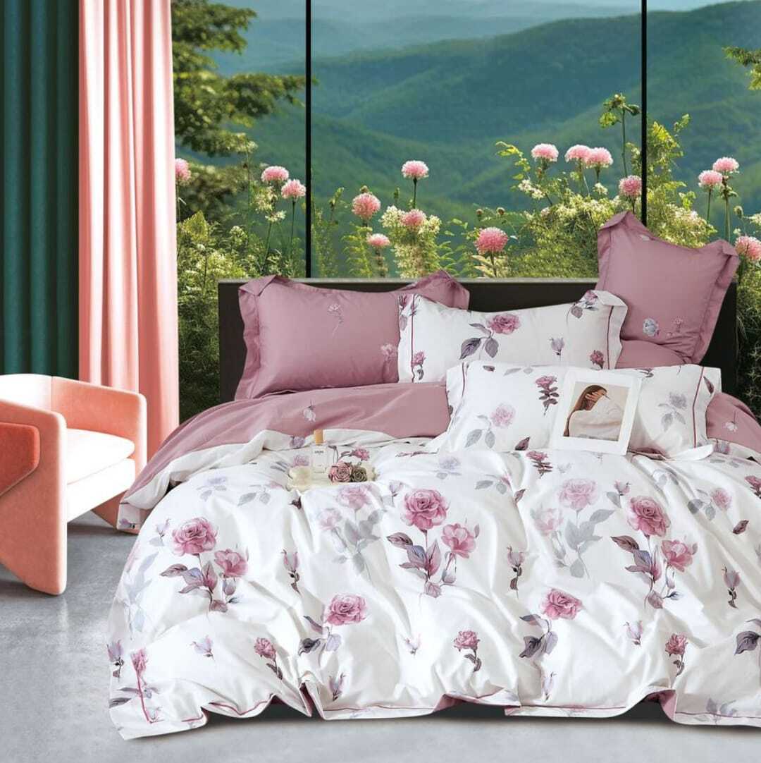 Комплект полуторка Сатин Розовые розочки