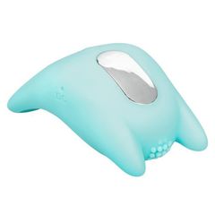Нежно-голубое перезаряжаемое эрекционное кольцо Silicone Rechargeable Dual Exciter Enhancer - 