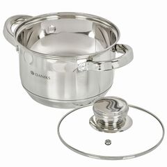 Кастрюля нерж, 1.9 л, с крыш, Daniks, Стандарт-PR, SD-16-2, индукц