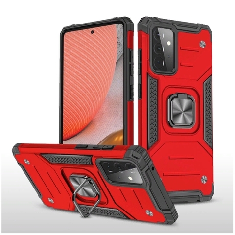 Противоударный чехол Strong Armour Case с кольцом для Samsung Galaxy A72 (Красный)