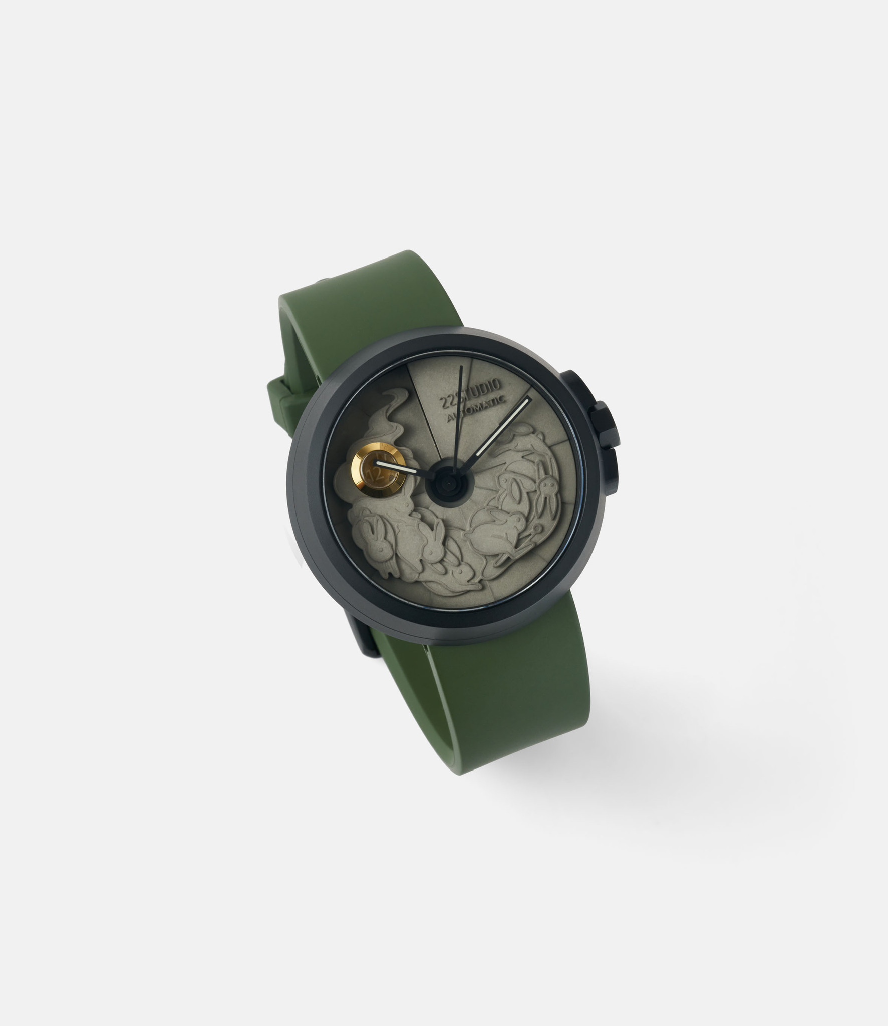 22 Studio Limited Rabbit Edition Moss Green — часы с циферблатом из бетона (45 мм)