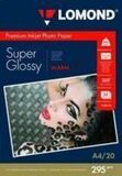 Суперглянцевая тепло-белая (Super Glossy Warm) микропористая фотобумага Lomond для струйной печати, A4, 295 г/м2, 20 листов (1108101)