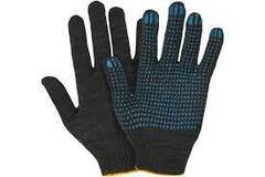 Перчатки вязаные эконом х/б с ПВХ напылением "Точка", 6 нитей черные