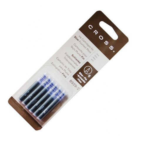 Картридж с чернилами Cross для перьевой ручки, Slim, синий, 6 шт в упаковке (8929-2)