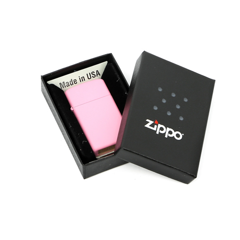Зажигалка Zippo Slim, латунь с покрытием Pink Matte, розовая, матовая, 30х10x55 мм123