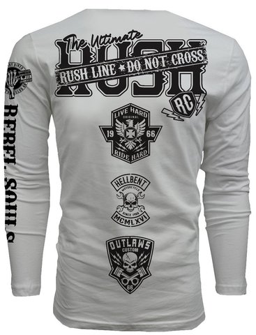 Rush Couture | Футболка лонгслив мужская RUSH LINE: DON&#39;T CROSS LONG SLEEVE White RC249 спина