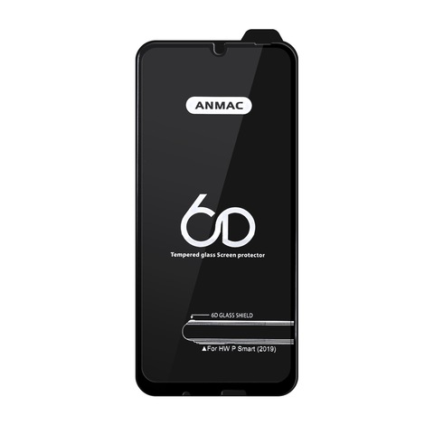 Защитное стекло 6D на весь экран ANMAC для Huawei P Smart (2019) (Черная рамка)