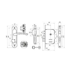 70-1-011 Замок врезной Омега-ЗВ9.1-01 (медь), с ручками, 3 ключа, сувальдный мех-м, 3 ригеля d-12мм (Россия)