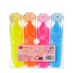 
          Набор текстовыделителей маркеров, 4 цвета, с колпачком "лапка", ширина линии 5 мм , неоновые выделители текста, MC-Basir