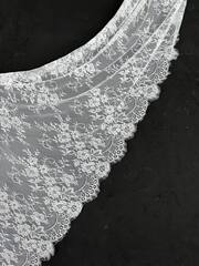Кружево шантильи для белья теплое белое широкое неэластичное ширина 70 см купон 2,9 м