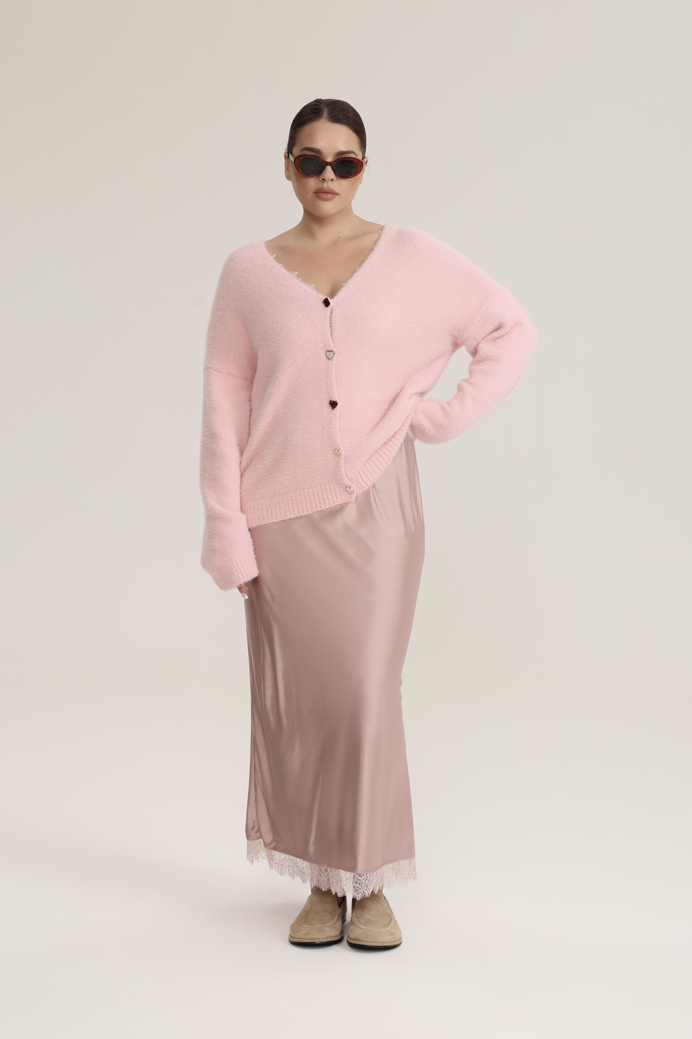 Кардиган травка, светло-розовый
