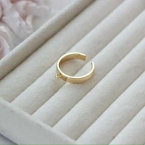 Кольцо с петелькой, регулируемое, позолота, Д064