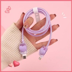 Чехол для провода Сердце (сиреневый)